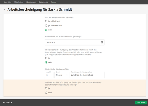 Arbeitsbescheinigung in Lexware Office Lohn & Gehalt