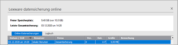 Screenshot Lexware datensicherung online Schritt 4